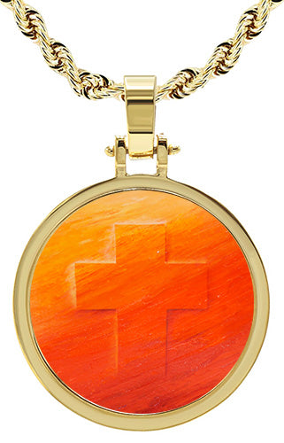Cross in the Horizon 10K Yellow Gold Round Pendant