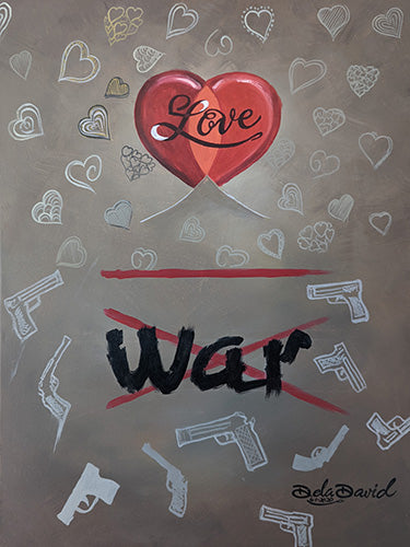 Love over War Hand Painted Canvas