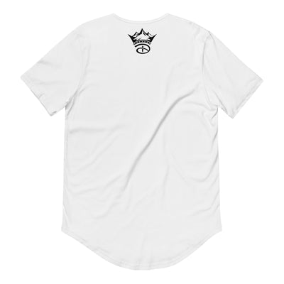 Creative Face Men's Curved Hem Short Sleeve T-Shirt | White