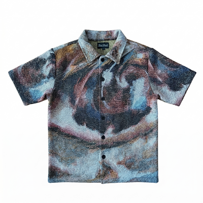 Distant Visual Perspective Unisex Woven Button Up Short Sleeve Shirt