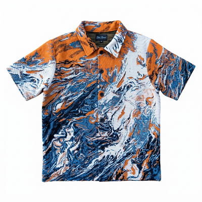 New York Knicks Fluid Flames & Smoke Unisex Woven Button Up Short Sleeve Shirt