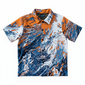 New York Knicks Fluid Flames & Smoke Unisex Woven Button Up Short Sleeve Shirt