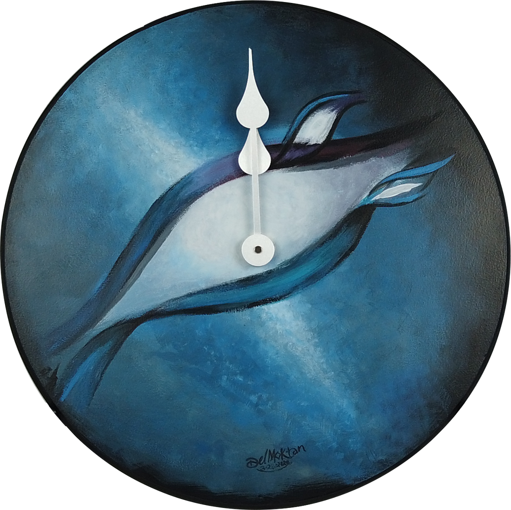 Visual Perspective Blue Sight Hand Painted 18" Round Clock