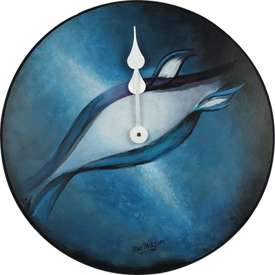 Visual Perspective Blue Sight Hand Painted 18" Round Clock
