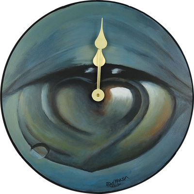 Visual Perspective Blue Love Hand Painted 18" Round Clock