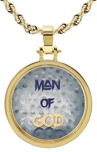 Man of God 10K Yellow Gold Round Pendant