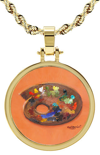 Palette of Creativity 10K Yellow Gold Round Pendant