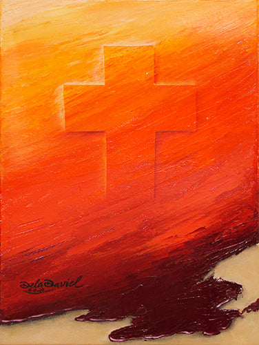 Cross in the Horizon Rolled Canvas Print