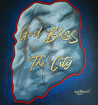 God Bless The City Rolled Canvas Print