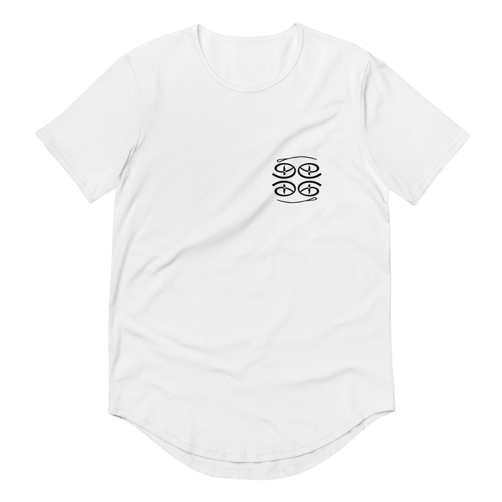Creative Face Men's Curved Hem Short Sleeve T-Shirt | White