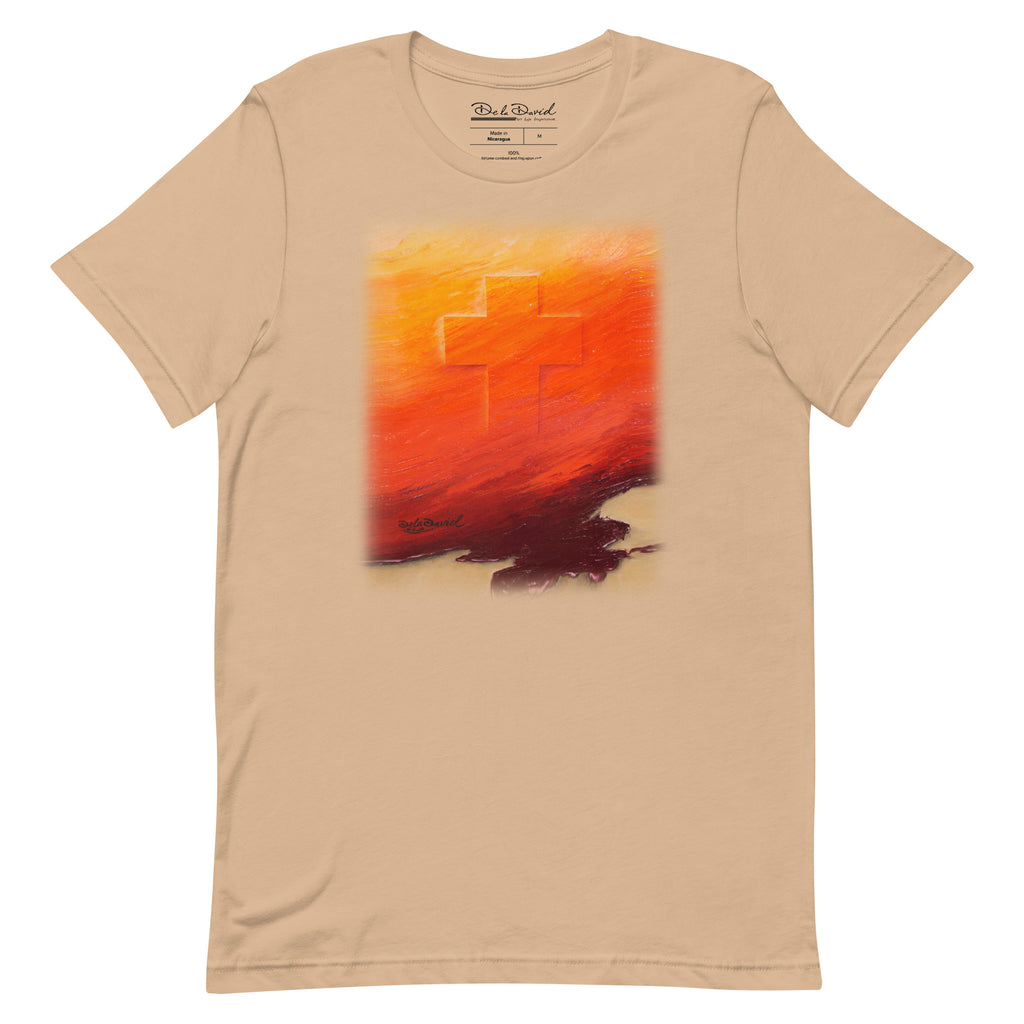 Cross in the Horizon Unisex Short Sleeve T-shirt | Tan