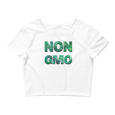 Non GMO Women’s Crop Tee | White