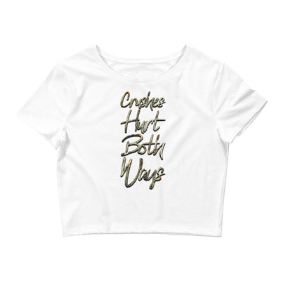 Crushes Hurt Both Ways Women’s Crop Tee | White